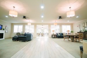A lobby area of Evergreen a skilled nursing facility