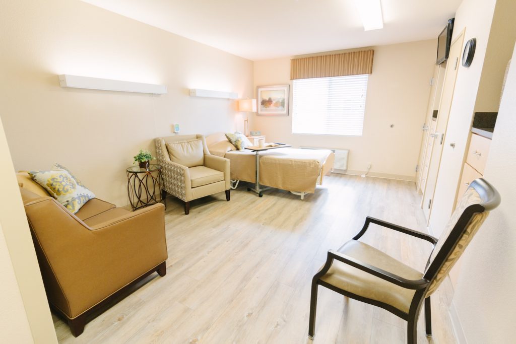 A room available for long term care and short term care residents at Evergreen Health and Rehab